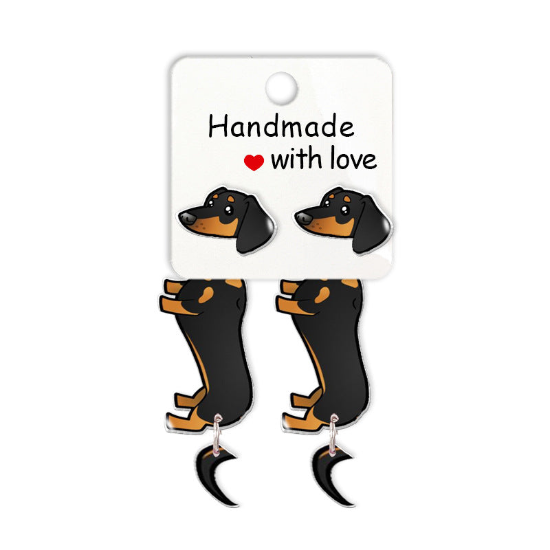 Wholesale Cartoon Cute Animal Dachshund Acrylic Earrings